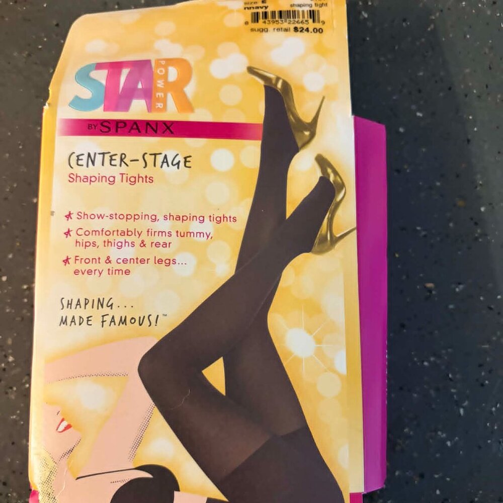 NWT Star Power SPANX Size E Navy Shaping Tights Center Stage